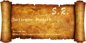 Selinger Rudolf névjegykártya